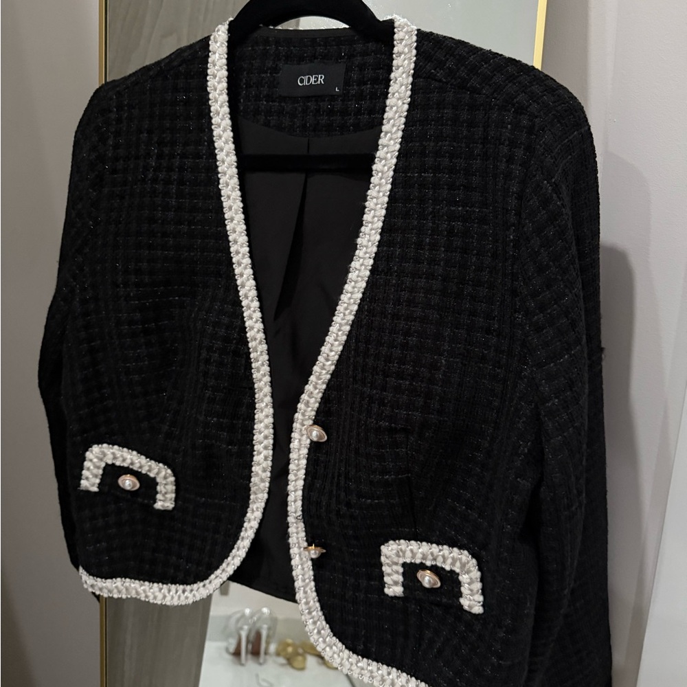 Cider Black Blazer with White Trim